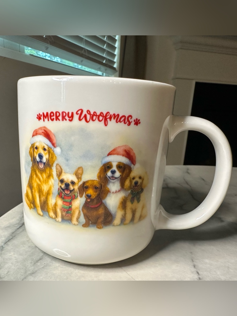 Merry Woofmas Holiday Dog Ceramic Mug - White
